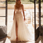 Elegant Boho A line Wedding Dress strap lace applique bride dress robe de mariee A line Wedding Bridal Gown AL-QK254