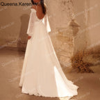 Elegant Boho A line Wedding Dress strap lace applique chiffon bride dress robe de mariee A line Wedding Bridal Gown AL-QK220