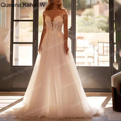 Elegant Boho A line Wedding Dress sweetheart lace applique bride dress robe de mariee A line Wedding Bridal Gown AL-QK241