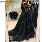 Elegant Boho Wedding Dress V Neck long sleeve lace applique bride dress robe de mariee A line Wedding Bridal GownAL-QK38