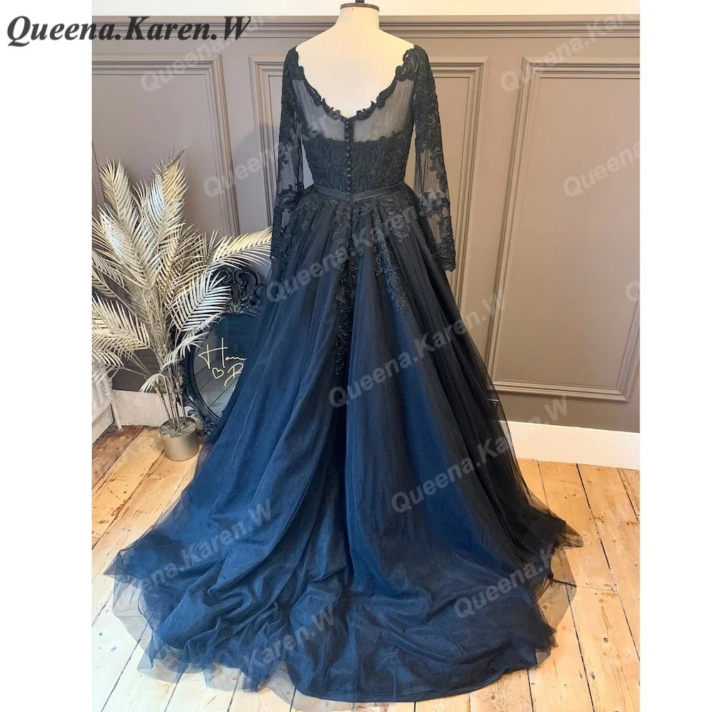 Elegant Boho Wedding Dress V Neck long sleeve lace applique bride dress robe de mariee A line Wedding Bridal GownAL-QK38