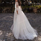 Elegant Boho Wedding Dress lace applique bride dress robe de mariee A line Wedding Bridal Gown AL-QK261