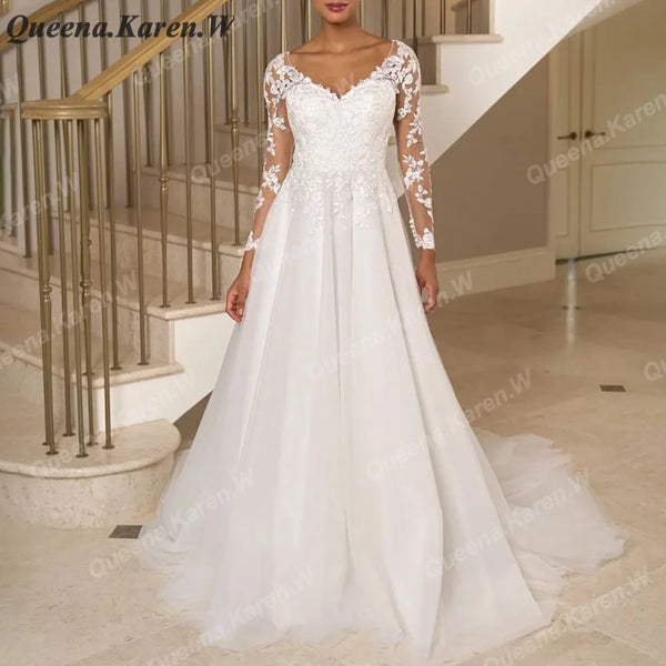 Elegant Boho Wedding Dress off shoulder lace applique bride dress robe de mariee A line Wedding Bridal Gown