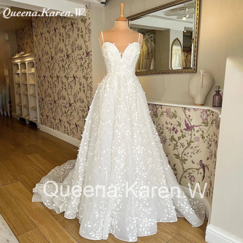 Elegant Boho Wedding Dress off shoulder lace applique bride dress robe de mariee A line Wedding Bridal Gown