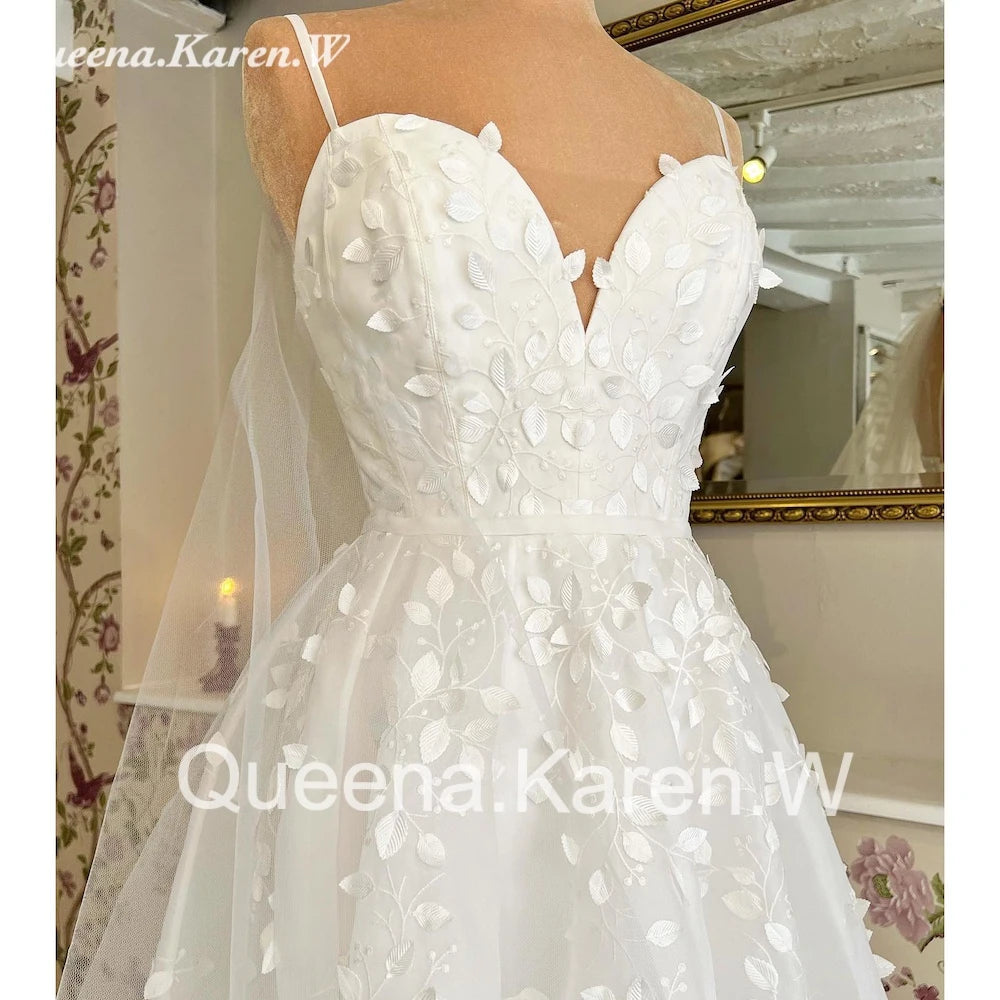 Elegant Boho Wedding Dress off shoulder lace applique bride dress robe de mariee A line Wedding Bridal Gown AL-QK2