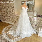 Elegant Boho Wedding Dress off shoulder lace applique bride dress robe de mariee A line Wedding Bridal Gown AL-QK2