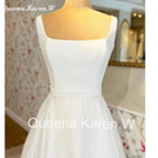 Elegant Boho Wedding Dress square neck organza bride dress robe de mariee A line Wedding Bridal Gown AL-QK10