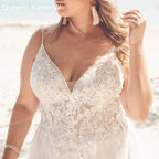 Elegant Boho Wedding Dress strap lace applique bride dress robe de mariee A line Wedding Bridal Gown AL-QK39