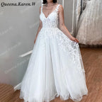 Elegant Boho Wedding Dress sweetheart lace applique bride dress robe de mariee A line Wedding Bridal Gown AL-QK95