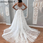 Elegant Boho Wedding Dress sweetheart lace applique bride dress robe de mariee A line Wedding Bridal Gown AL-QK95