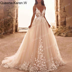 Elegant Wedding Dress lace applique bride dress robe de mariee A line Wedding Bridal Gown AL-QK192