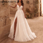 Elegant Wedding Dress sweetheart lace applique bride dress high split robe de mariee A line Wedding Bridal Gown AL-QK237