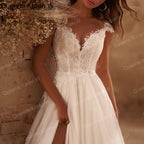 Elegant Wedding Dress sweetheart lace applique bride dress high split robe de mariee A line Wedding Bridal Gown AL-QK237