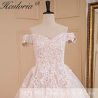 HEULORIA A-line Off the Shoulder Court Train Tulle Lace Wedding Dress AL-677