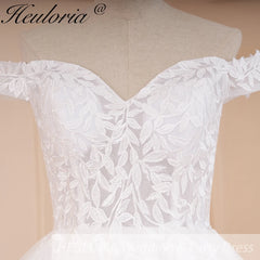 HEULORIA elegante Apliques de encaje vestido de novia bohemio vestido de novia con hombros descubiertos de talla grande una línea vestido de novia de boda 