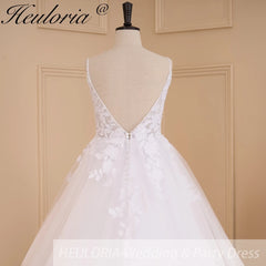HEULORIA Elegant lace beading Boho Wedding Dress bride dress plus size A line Wedding Bride Gown AL-635