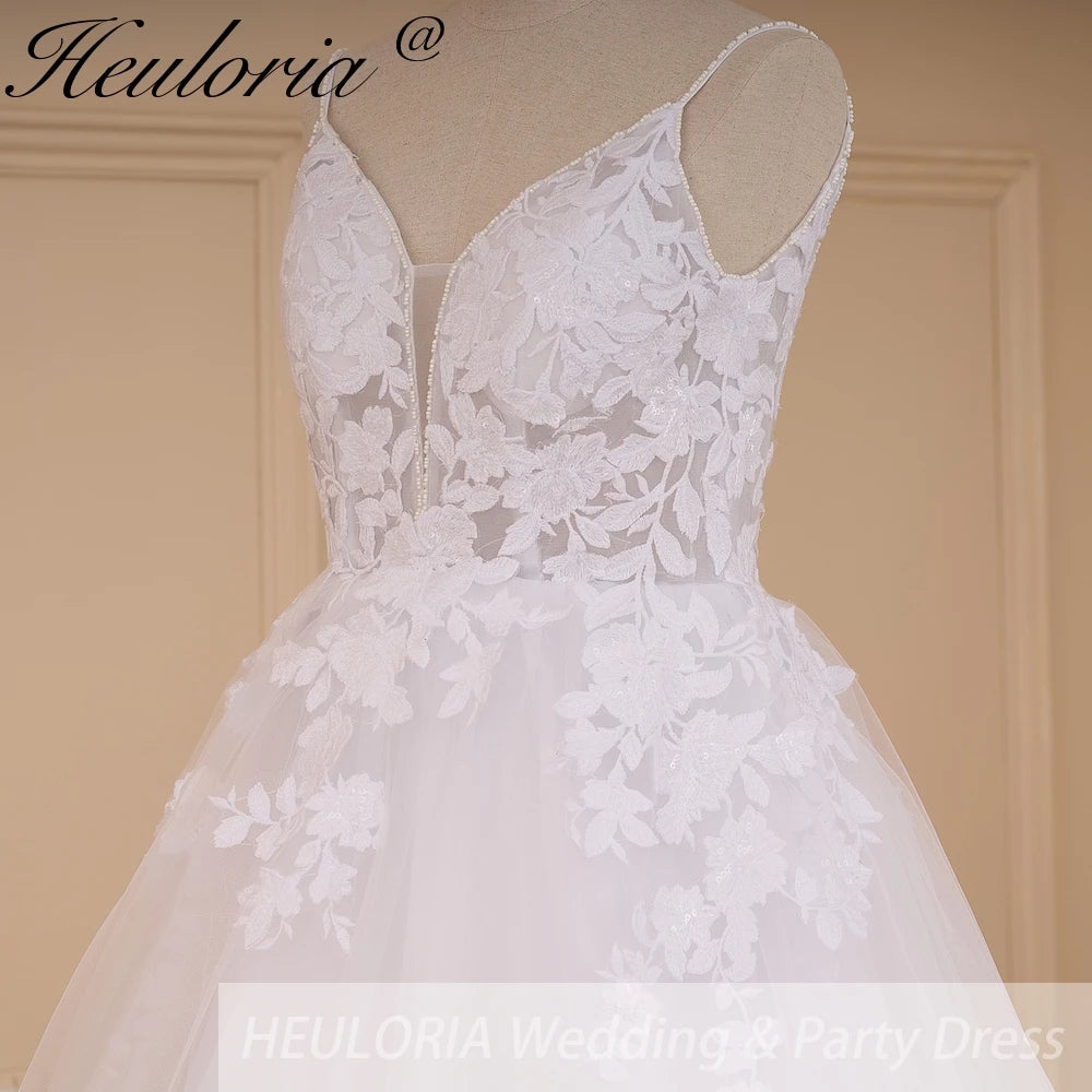 HEULORIA Elegant lace beading Boho Wedding Dress bride dress plus size  A line Wedding Bride Gown AL-635A