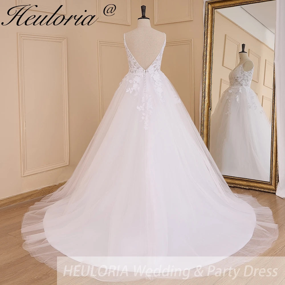 HEULORIA Elegant lace beading Boho Wedding Dress bride dress plus size  A line Wedding Bride Gown AL-635A
