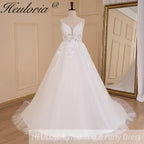 HEULORIA Elegant lace beading Boho Wedding Dress bride dress plus size A line Wedding Bride Gown AL-635