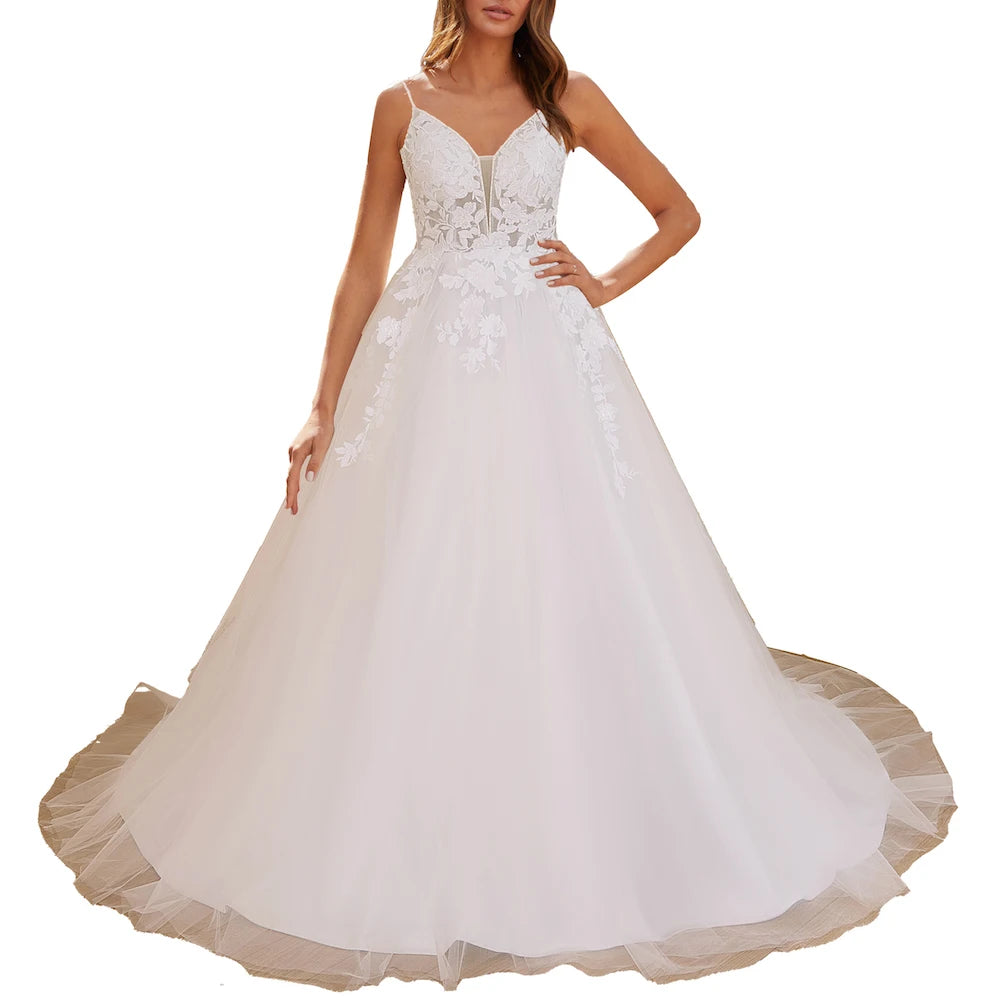 HEULORIA Elegant lace beading Boho Wedding Dress bride dress plus size  A line Wedding Bride Gown AL-635A