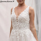 Elegant lace wedding dress A line V neck bride dress robe de mariee A line Wedding Bridal Gown AL-QK56