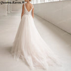 Elegant lace wedding dress A line V neck bride dress robe de mariee A line Wedding Bridal Gown AL-QK56