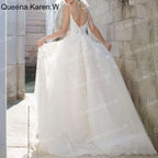 Elegant lace wedding dress A line V-neckline floral lace applique bride dress robe de mariee A line Wedding Bridal Gown AL-QK25