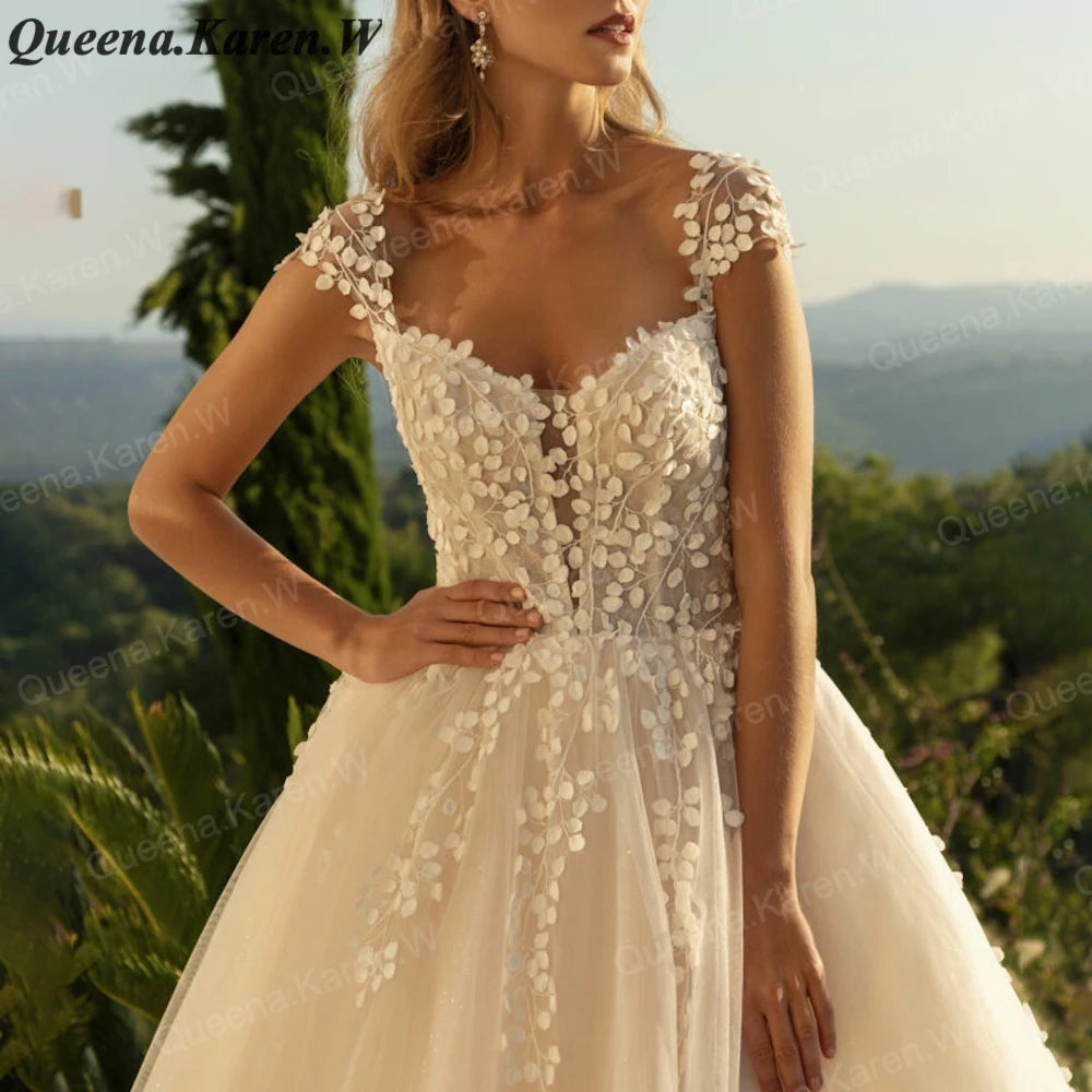 Elegant lace wedding dress A line off shoulder bride dress robe de mariee A line Wedding Bridal Gown AL-QK55