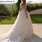 Elegant lace wedding dress A line off shoulder bride dress robe de mariee A line Wedding Bridal Gown AL-QK55