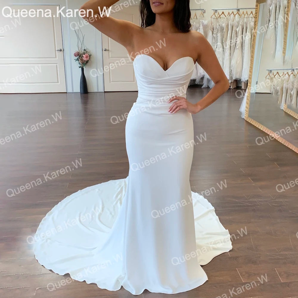Elegant mermaid Wedding Dress taffeta bride dress robe de mariee removable off shoulder Wedding Bridal Gown QK150 Immagine principale del prodotto