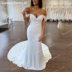 Elegant mermaid Wedding Dress taffeta bride dress robe de mariee removable off shoulder Wedding Bridal Gown QK150