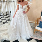 Elegant princess Wedding Dress off shoulder lace applique bride dress robe de mariee A line Wedding Bridal Gown BA-QK19