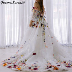 Elegant princess Wedding Dress off shoulder lace applique bride dress robe de mariee A line Wedding Bridal Gown BA-63