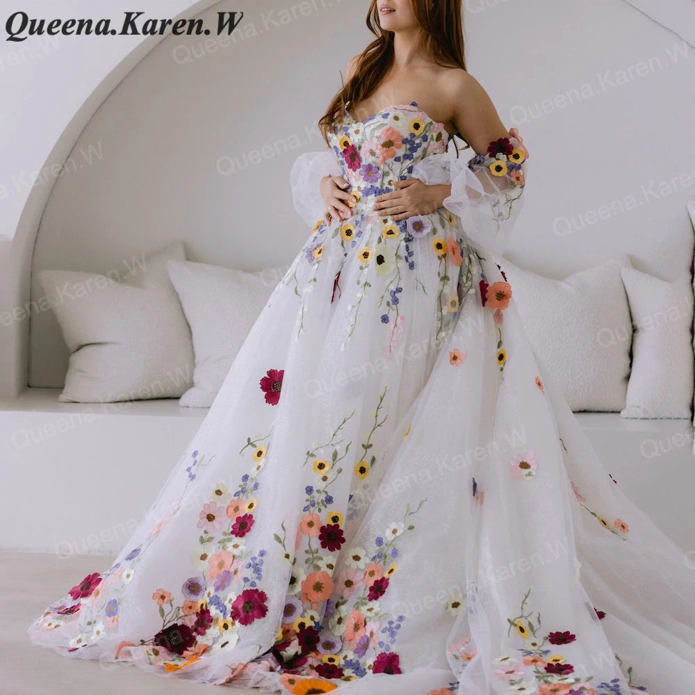 Elegant princess Wedding Dress off shoulder lace applique bride dress robe de mariee A line Wedding Bridal Gown BA-63