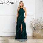 HEULORIA Long Bridemaid dress halter neck chiffon party dress formal dress ED-108