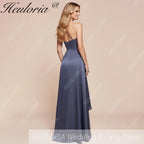 HEULORIA long evening dress one shoulder high slit satin party dress homecoming dress ED-112