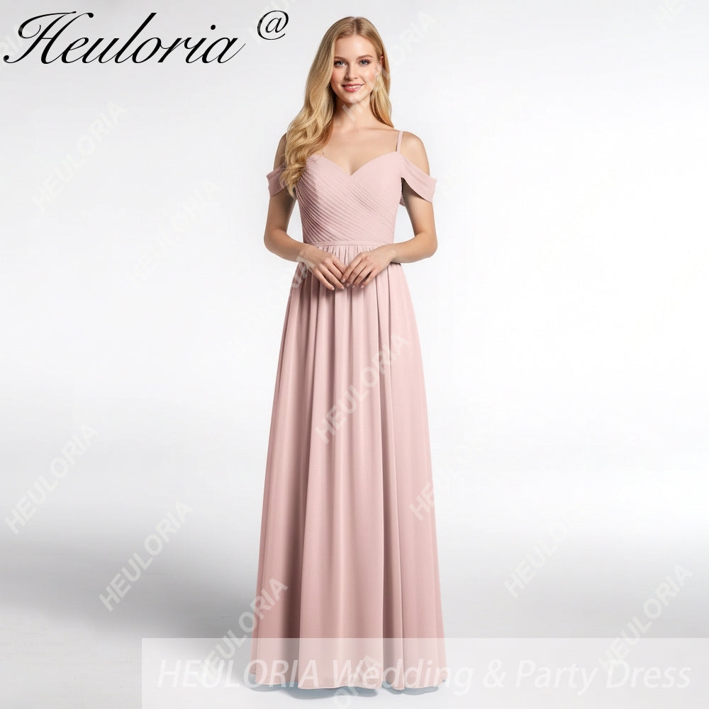 HEULORIA Long Bridemaid dress sweetheart neck chiffon party dress formal dress ED-122 Imagen principal del producto