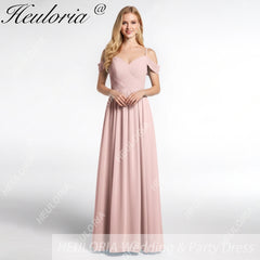 HEULORIA Long Bridemaid dress sweetheart neck chiffon party dress formal dress ED-122