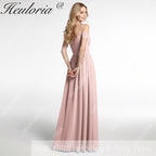 HEULORIA Long Bridemaid dress sweetheart neck chiffon party dress formal dress ED-122
