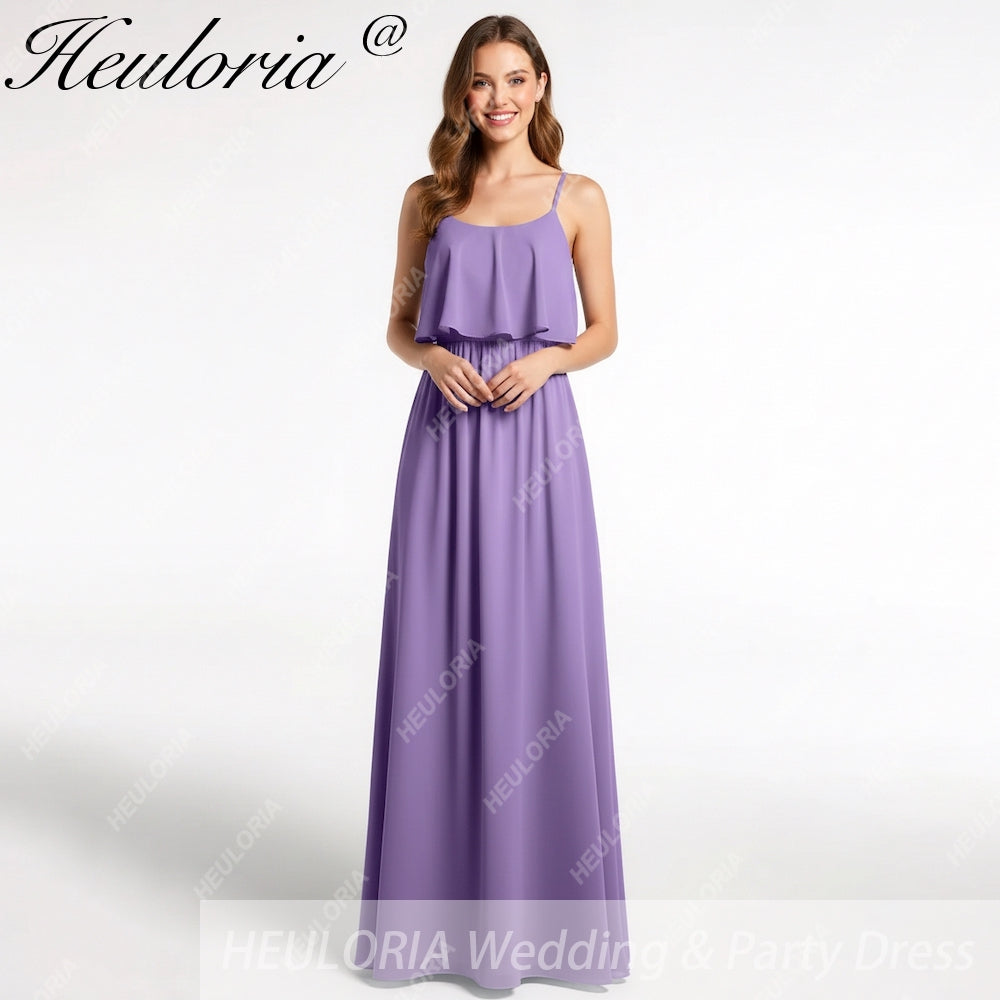 HEULORIA Long Bridemaid dress sweetheart neck chiffon party dress formal dress ED-120