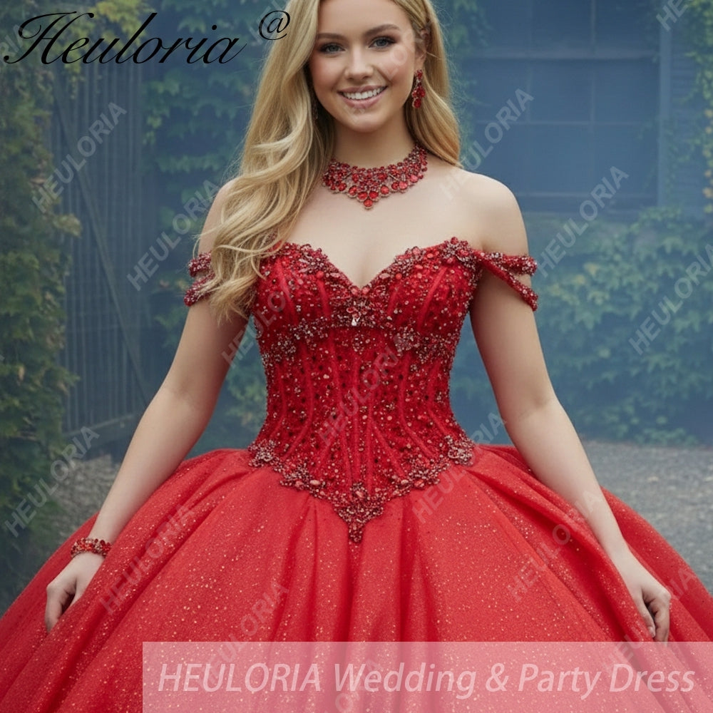 HEULORIA Jewel Beaded Corset Quinceañera Dress BA-1259