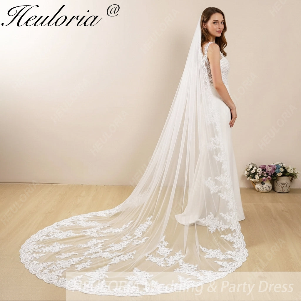 Vintage Lace Wedding Veils Floral Cathedral Veil,Floral Lace Cathedral Length Veil,Flowery Chapel Wedding Veil,Lace Chapel Length Veil  VL-127