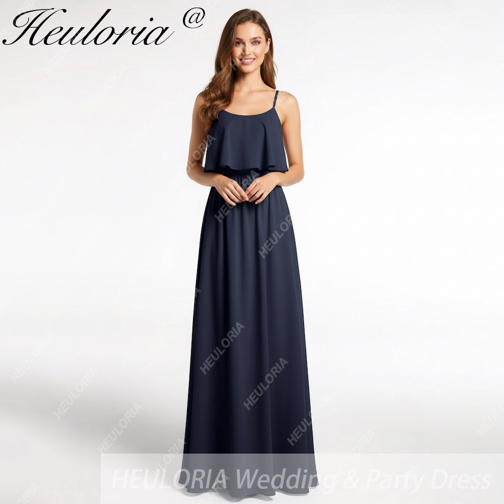 HEULORIA Long Bridemaid dress sweetheart neck chiffon party dress formal dress ED-120