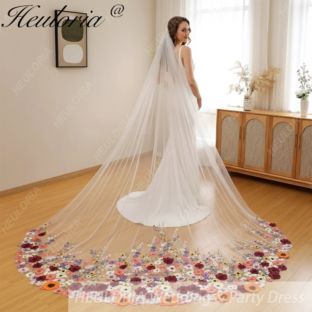 Cathedral Wedding Veil Lace bridal veil with Metal Comb Length 300cm width 300cm for Bride VL-63 Imagen secundaria del producto