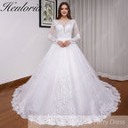 HEULORIA princess wedding dress long sleeve lace beading bride dress plus size robe de mariee Wedding gown BA-702