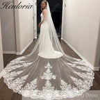 Vintage Lace Wedding Veils Floral Cathedral Veil,Floral Lace Cathedral Length Veil,Flowery Chapel Wedding Veil,Lace Chapel Length Veil/  VL-147