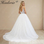 HEULORIA  elegant A line wedding dress Spaghetti Strap lace applique bridal dress Robe De Mariee Wedding Bride Dress AL-1088