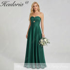 HEULORIA Strapless Twisted Knot Cut-Out Satin A-Line Floor-Length Bridesmaid & Evening Gown ED-265