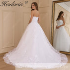 HEULORIA princess wedding dress strapless lace applique Plus Size Ball Gown bride dress lace up robe de mariee BA-610