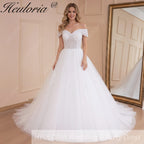 HEULORIA Princess Ball Gown Wedding Dress off shoulder bride dress plus size robe de mariee Lace beading Wedding Bridal Gown BA-527